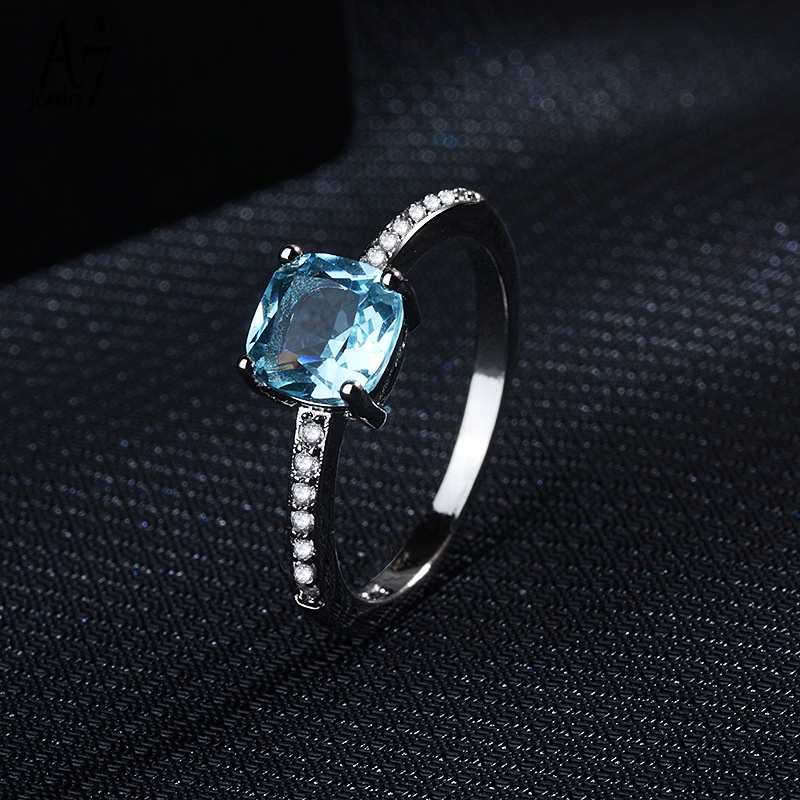 Nhẫn mạ bạc 925 đính đá Topaz sang trọng
