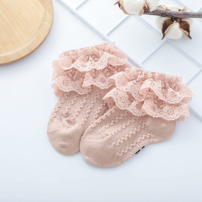 Đôi vớ phối ren vải cotton dành cho trẻ sơ sinh phong cách Hàn Quốc