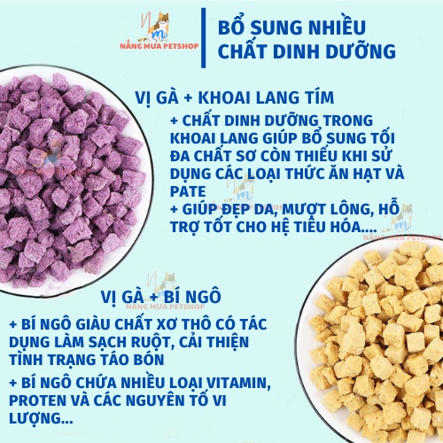 Gà sấy khô cho mèo, ức gà rau củ cho chó mèo, thức ăn bổ sung tối đa chất sơ cho thú cưng