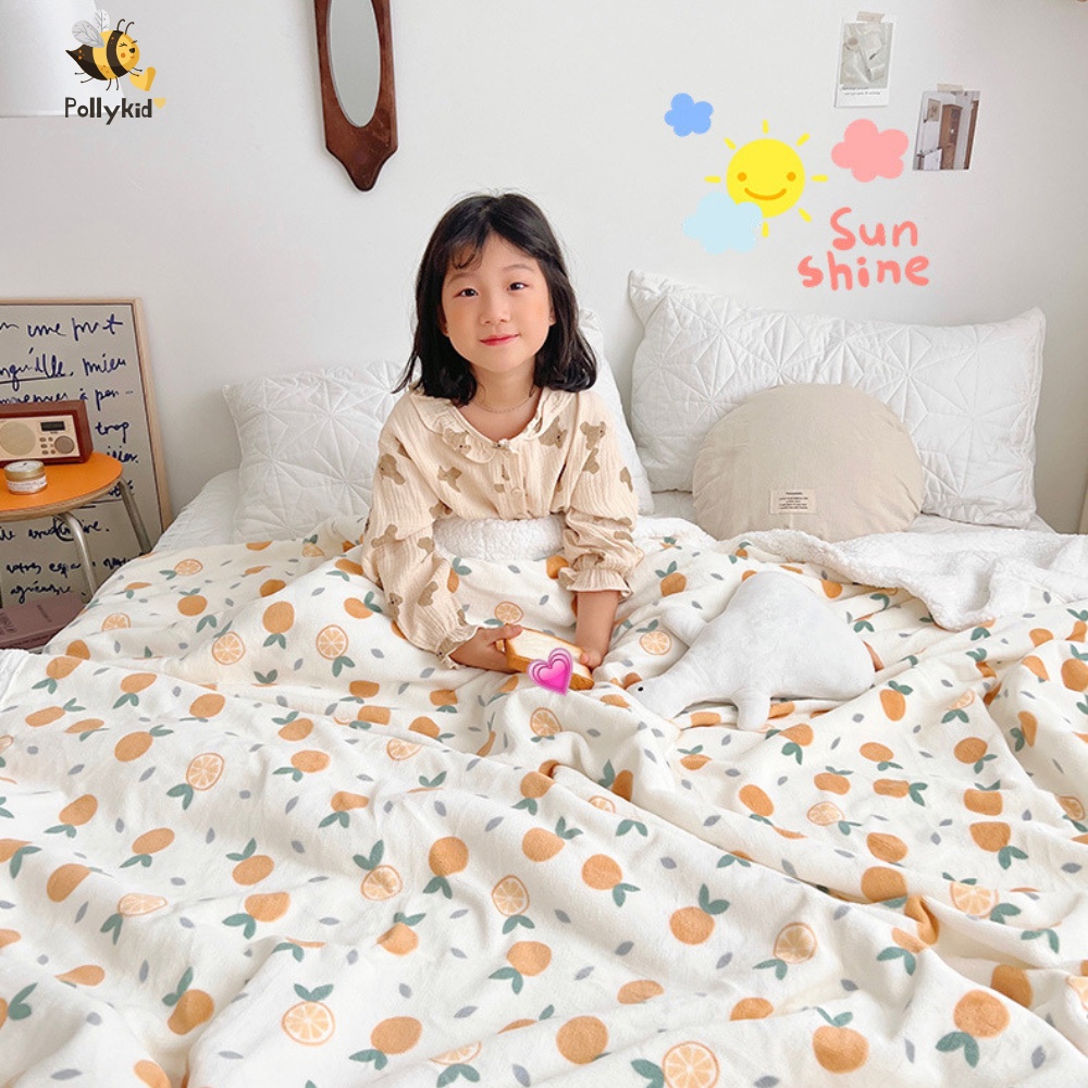 Chăn Nhung Lông Cừu Cho Bé Nhiều Màu Đáng Yêu- Kích Thước 100*150 - Siêu Dày Dặn Mềm Mịn Giữ Ấm Polly Kids - HT654