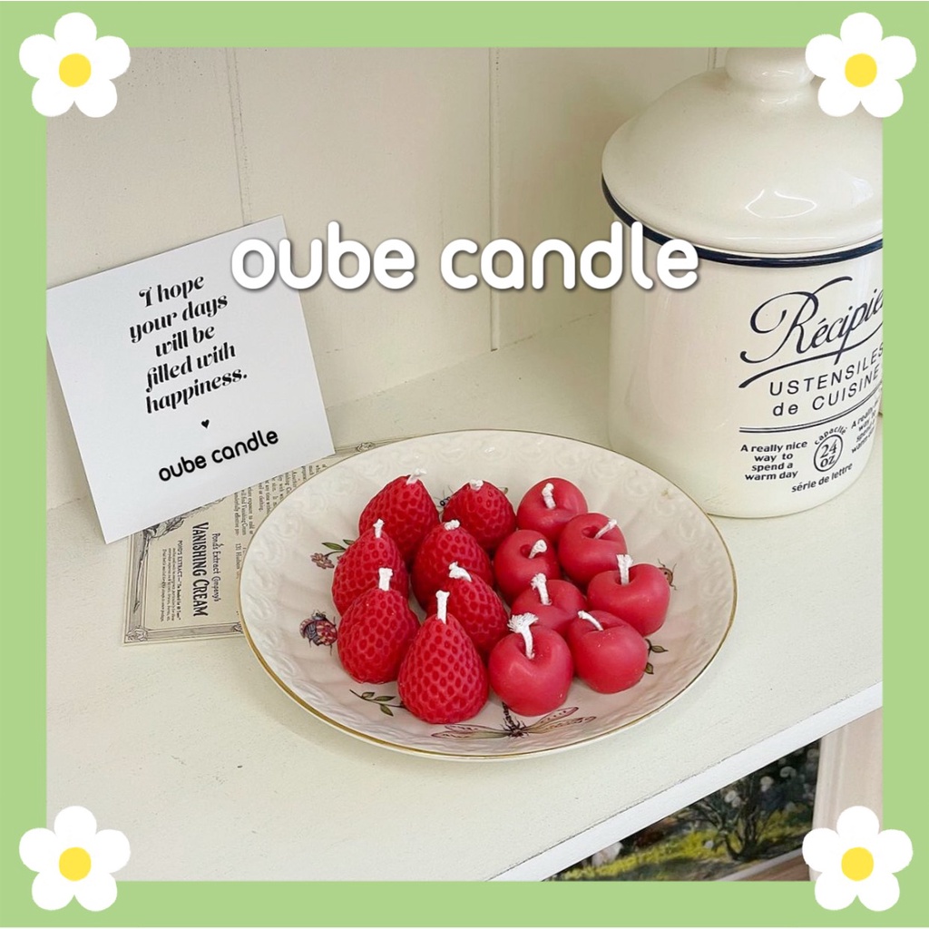Nến Thơm Thư Giãn Không Khói Hình Dâu Tây Trang Trí Phòng - Không Mùi Siêu Xinh Xắn Oube Candle NT10