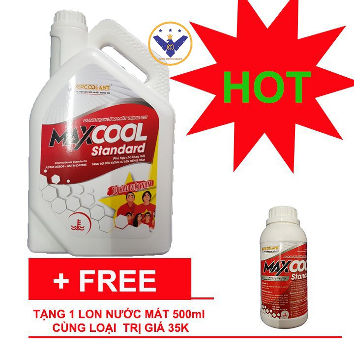 {Quà tặng} nước làm mát động cơ ô tô màu xanh Maxcool Stardard 4L tặng lon 500ml