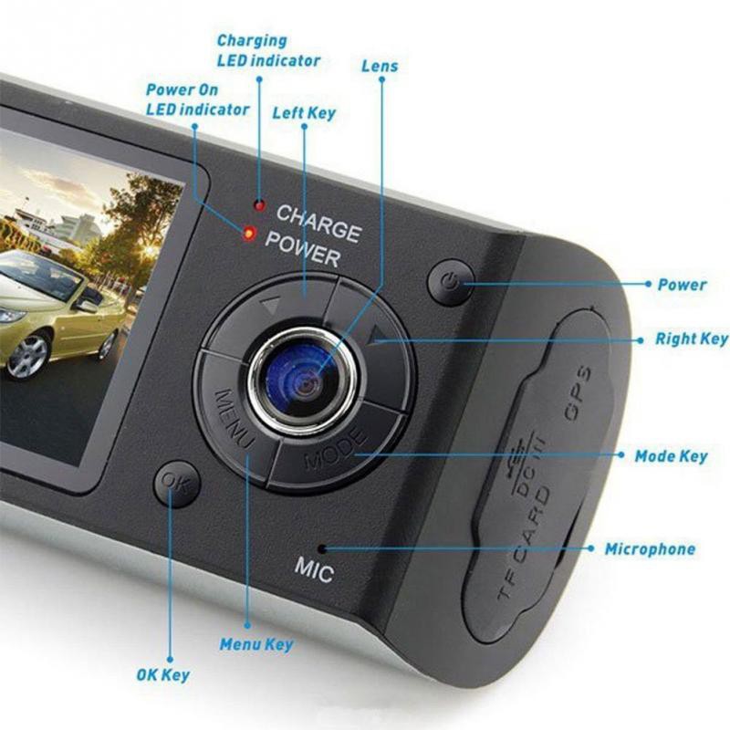 2.7 "Dual Camera DVR xe R300 với GPS và 3D G-Sensor