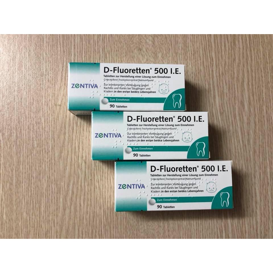 Vitamin D Fluoretten 500 IE cho bé sơ sinh và trẻ em dưới 2 tuổi hộp 90 viên