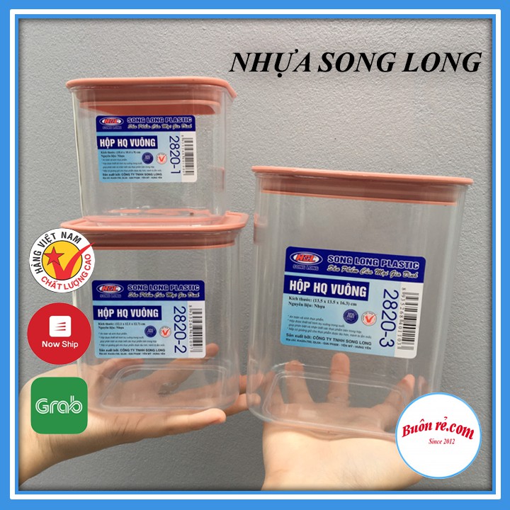 Bộ 3 hộp đựng thực phẩm Hàn Quốc Vuông Song Long 2820 cao cấp -Buôn rẻ 01014