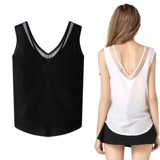 Áo voan kiểu sát nách cổ chữ V