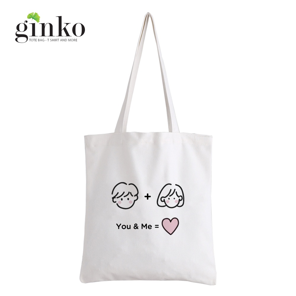 Túi vải tote GINKO kiểu basic dây kéo in hình cartoon G168