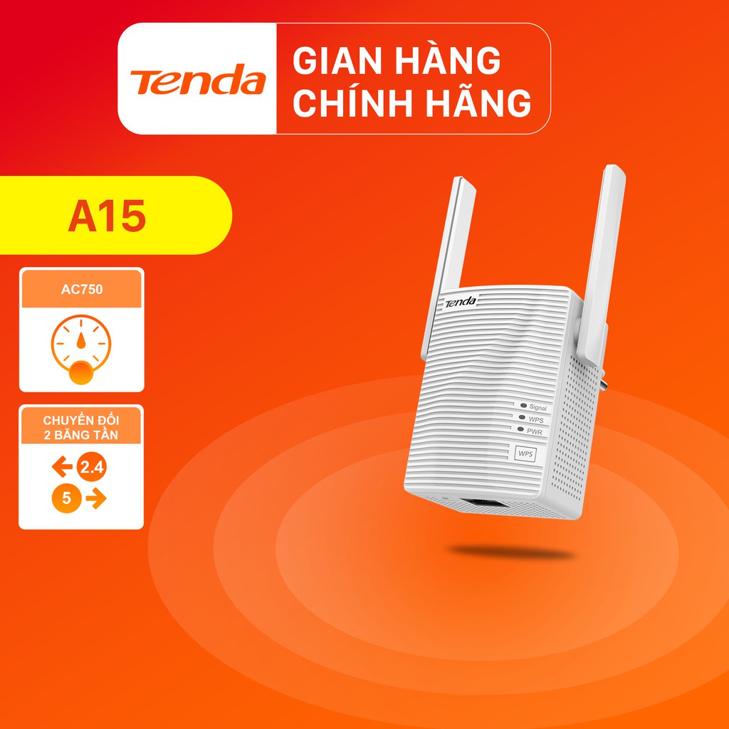 Tenda Bộ kích sóng Wifi A15 Chuẩn AC 750Mbps - Hãng phân phối chính thức