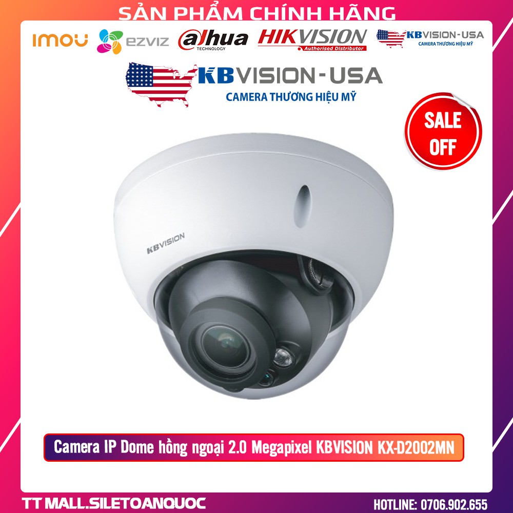 Camera IP Dome hồng ngoại 2.0 Megapixel KBVISION KX-D2002MN