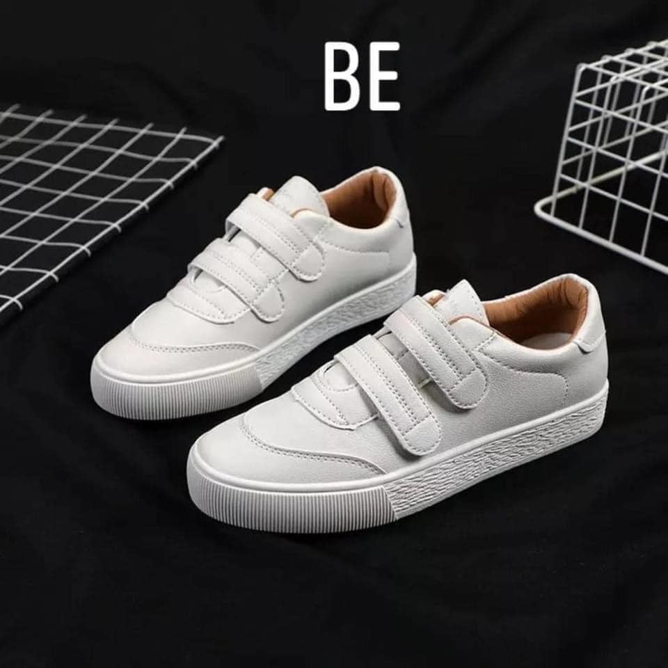 Giày Sneaker Khóa Dán Dáng Trơn Basic