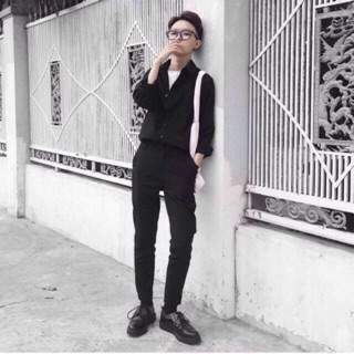 ÁO SƠ MI BASIC DÀI TAY ĐEN. ÁO SƠ MI UNISEX