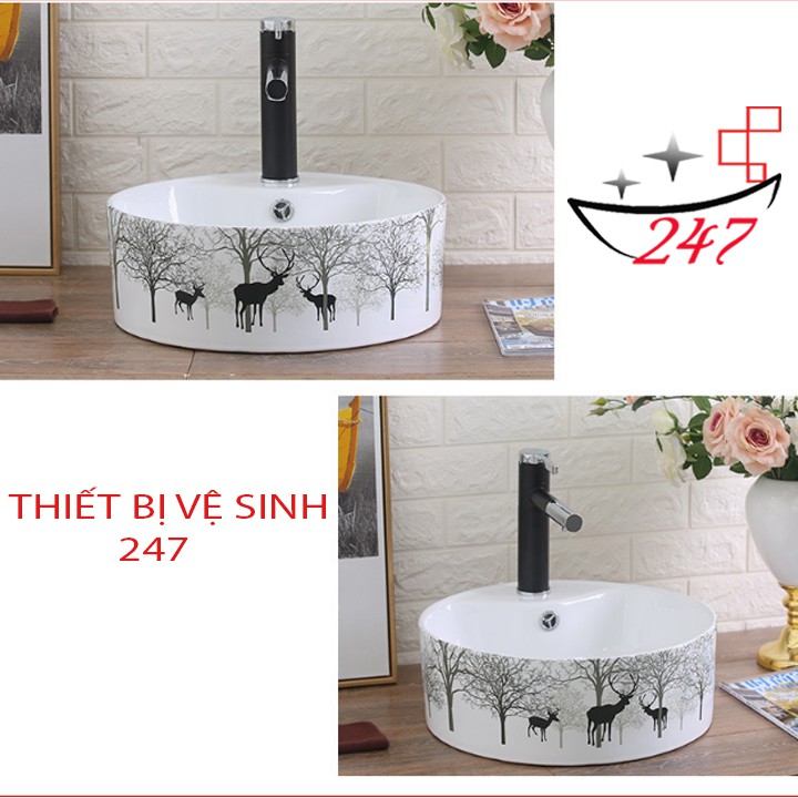 CHẬU LAVABO ĐẶT BÀN TRÒN- HỌA TIẾT CỰC ĐẸP