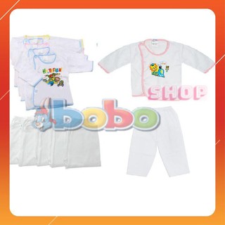 Set 5 Bộ Quần Áo Sơ Sinh Tay Dài Bác Sĩ Trắng Bosinis Cho Bé 2-12kg