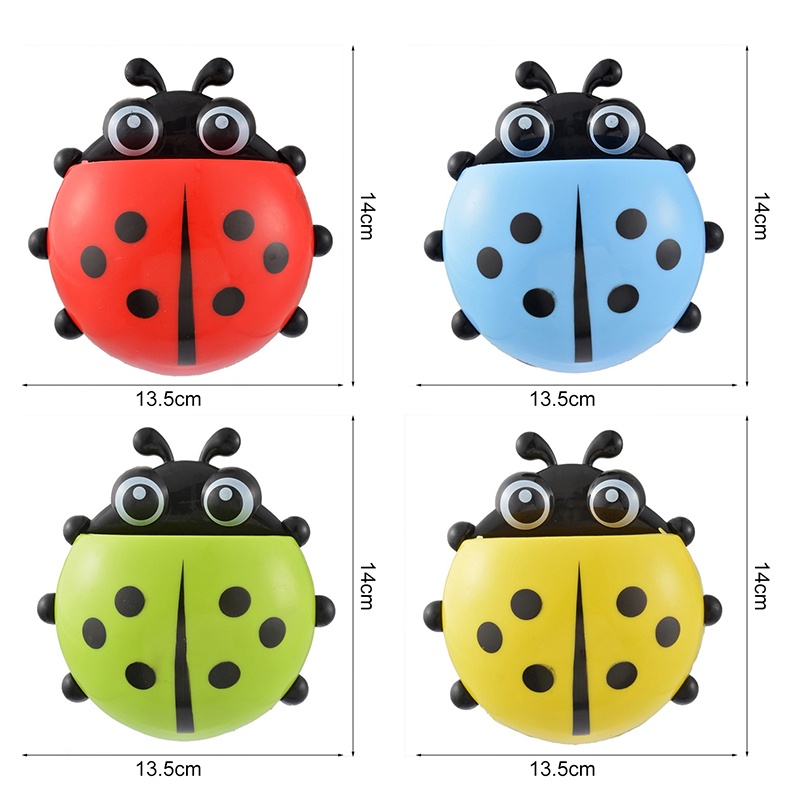 Giá đỡ bàn chải đánh răng Treo tường Hút kem đánh răng Giá đỡ sáng tạo Phim hoạt hình dễ thương Bọ rùa Hộp đựng bàn chải đánh răng Hộp tổ chức cho phòng tắm vòi hoa sen