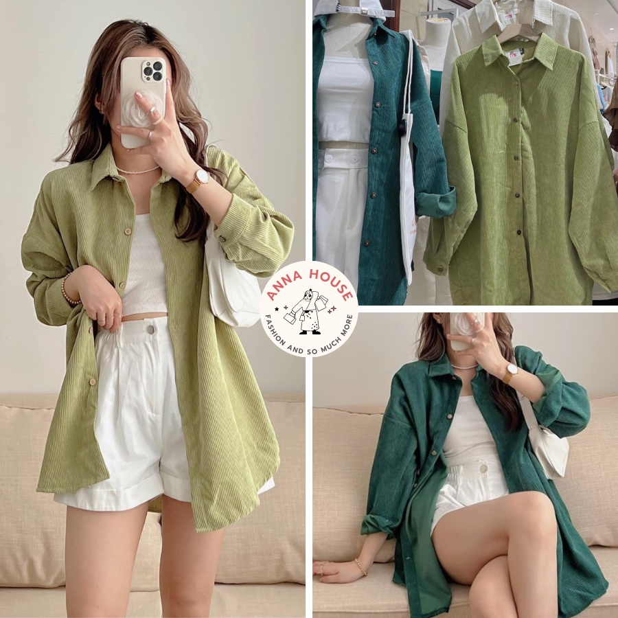Áo sơ mi dài tay nhung tăm nam nữ nhiều màu oversize, Áo khoác ngoài sơ mi nam nữ chất nhung tăm, lì form rộng tay dài