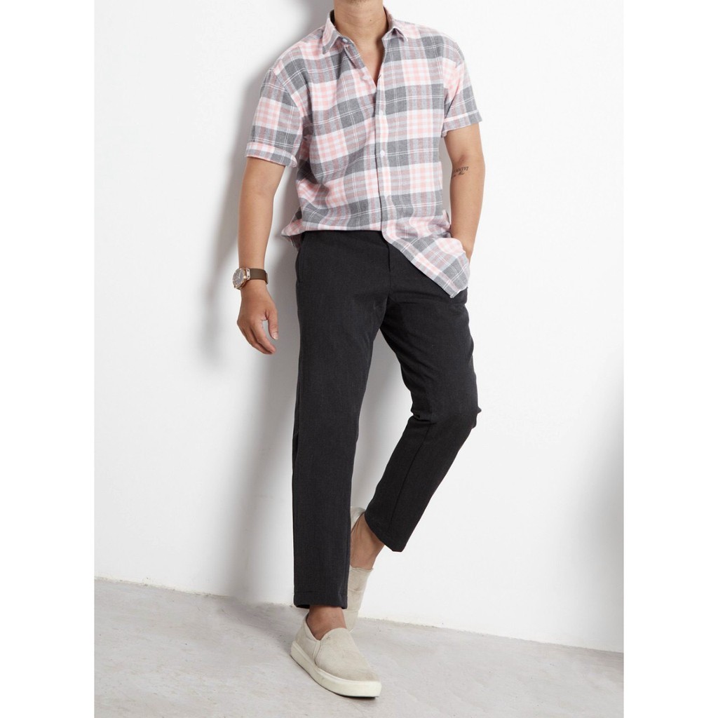 Áo sơ mi nam tay ngắn, sọc caro 5M basic - Chất liệu cotton 100% cao cấp - Form slim dễ phối đồ. | BigBuy360 - bigbuy360.vn