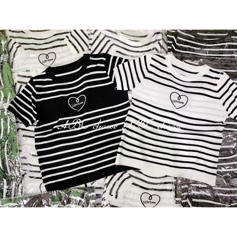 ANU455 - ÁO LEN KẺ NGANG ĐEN TRẮNG LOVE ME | BigBuy360 - bigbuy360.vn