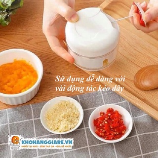 Dụng cụ xay tỏi ớt bằng tay Mini Food Chopper Tiện Dụng, Máy xay nhuyễn tỏi ớt hành gia vị cầm tay 2 lưỡi