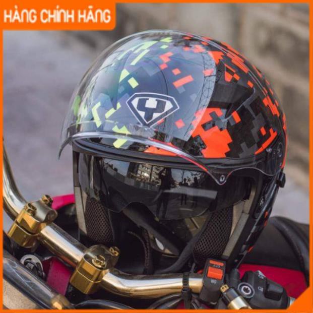 MŨ BẢO HIỂM 3/4 2 KÍNH YOHE 878 TEM BBI