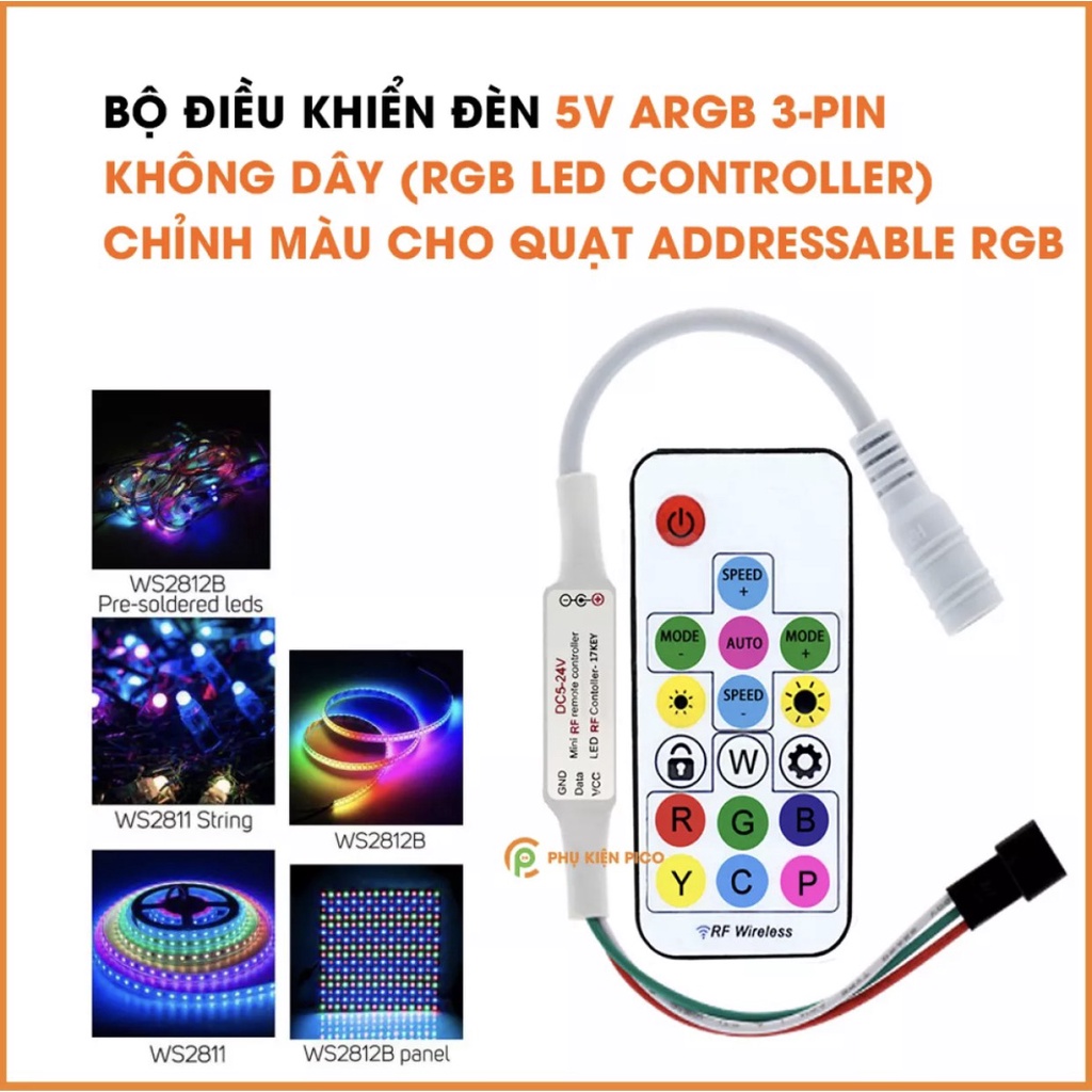 Remote 21 Key Điều Khiển App Điện Thoại 24VDC LED RGB 5050 IC 1903  Bộ Mạch Điều Khiển LED Dây Đúc LED Cuộn Full Color
