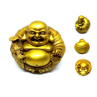 Tượng Di Lặc Cầm gậy Như Ý và tràng hạt bằng đồng thau