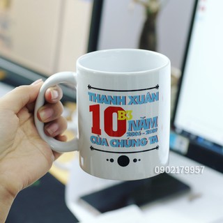 Cốc sứ trắng in hình, chữ logo theo yêu cầu