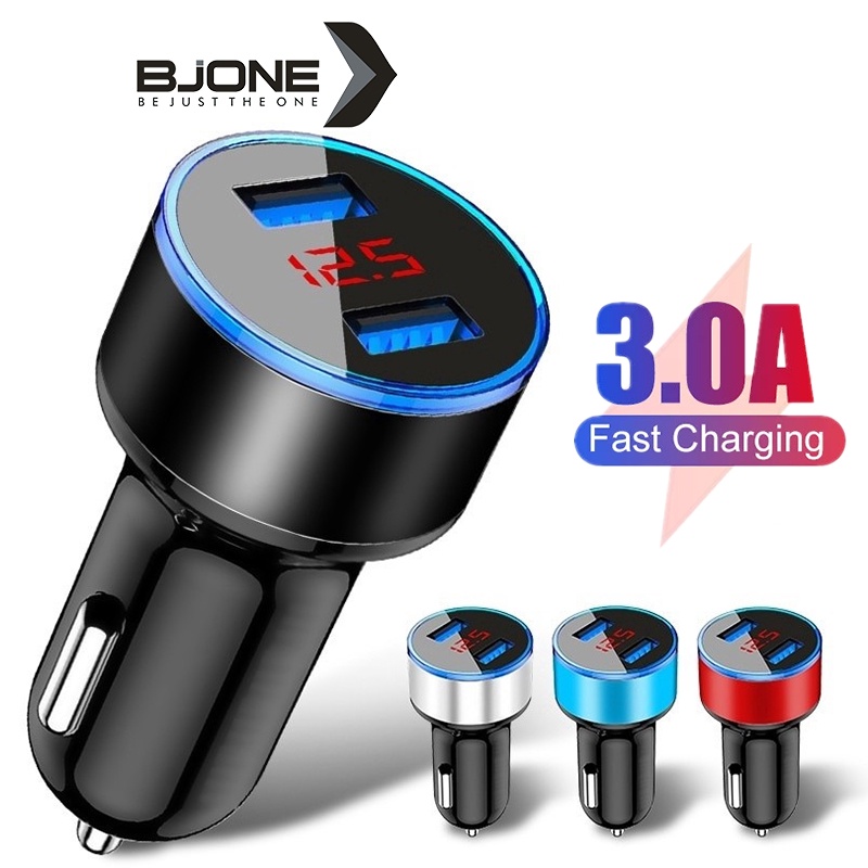 Bộ sạc điện thoại trên ô tô BJONE 12V 24V2 USB 3.1A tích hợp màn hình hiển thị LCD