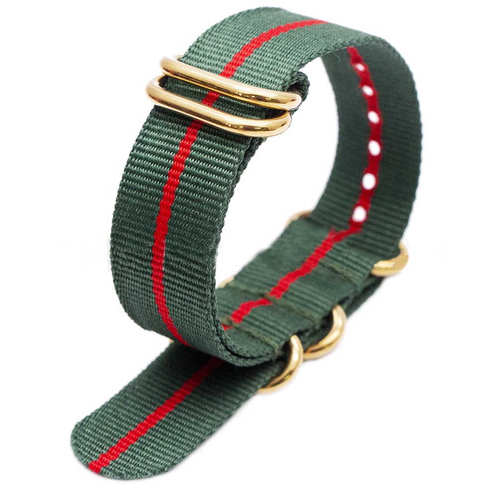 Dây Đeo Đồng Hồ Bằng Nilon Nhiều Màu Sắc Khóa Vàng 24MM Phong Cách Quân Đội Cho Nam