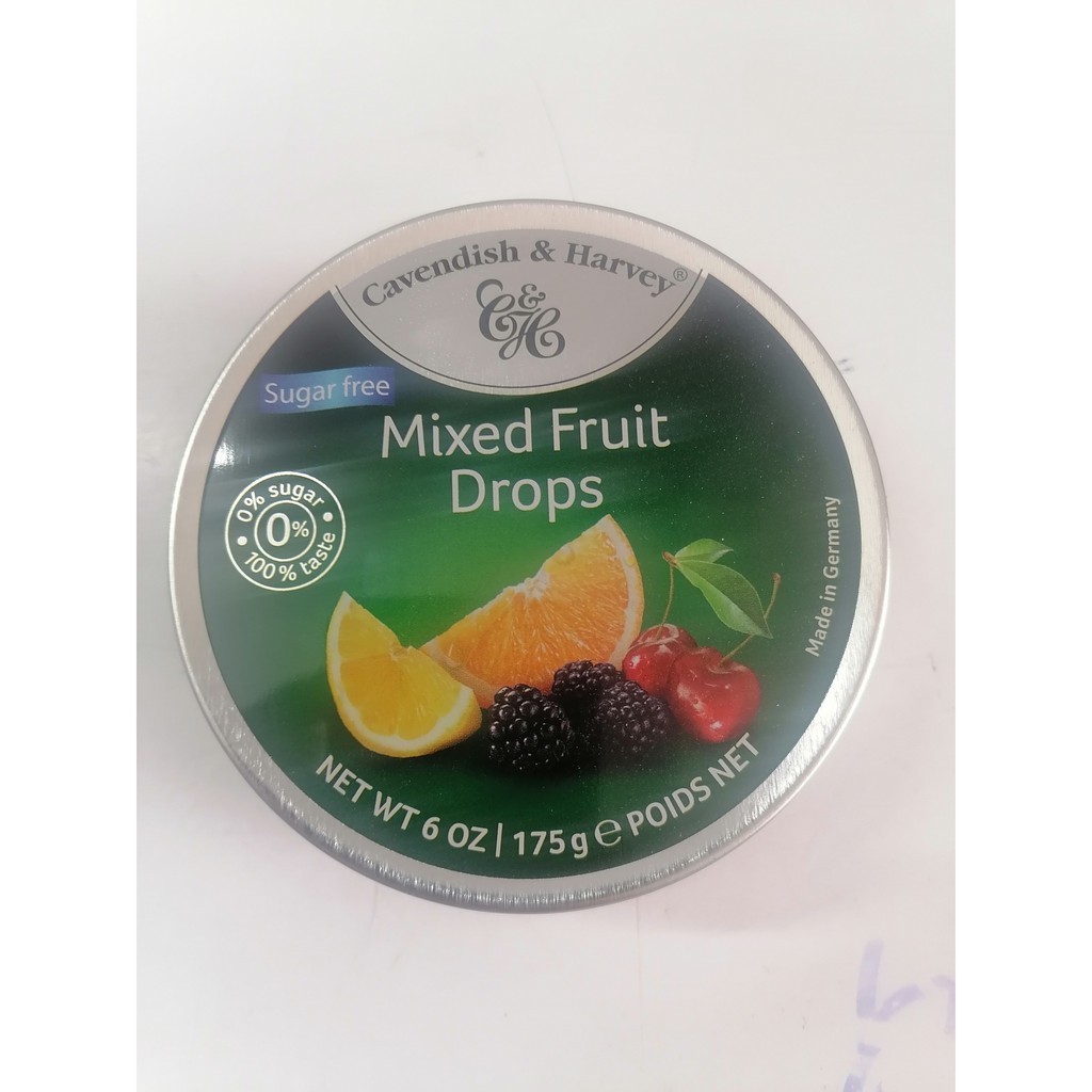 [175g – (không đường) Mixed Fruit] Kẹo cứng vị Trái cây hỗn hợp [Germany] CAVENDISH & HARVEY (Sugar Free) Drops (btn-hk)