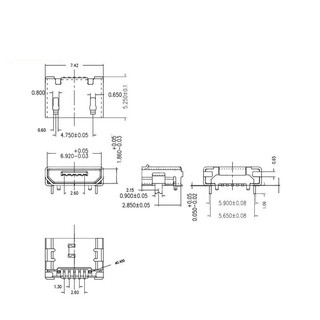 Cổng Micro USB SMD Type 1 (Chân cái)