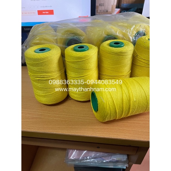 Chỉ khâu bao màu vàng- combo 5 cuộn chỉ khâu bao 200gam/1 cuộn