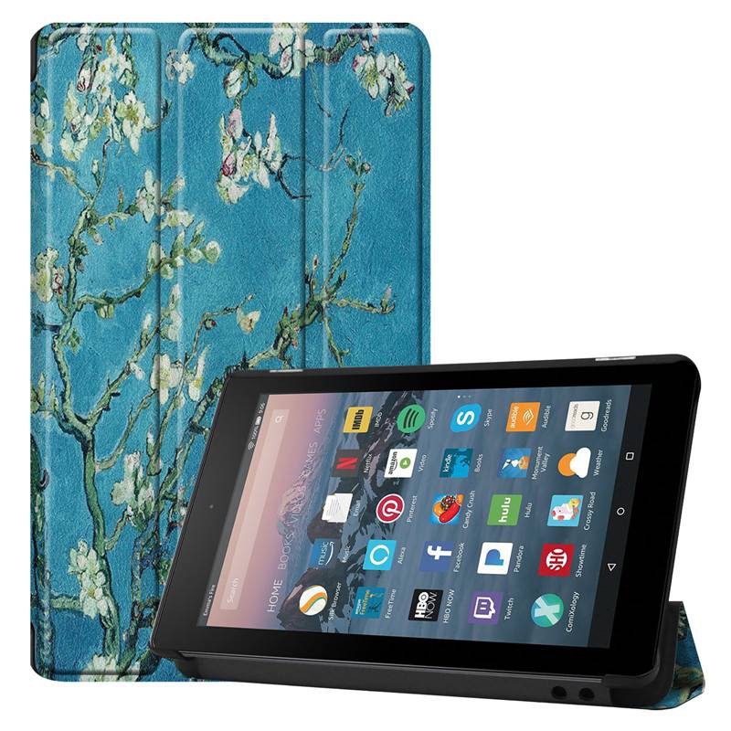 Bao da nắp gập màu trơn khóa nam châm cho Amazon Kindle Fire 7 2017 2019 Smart Folio