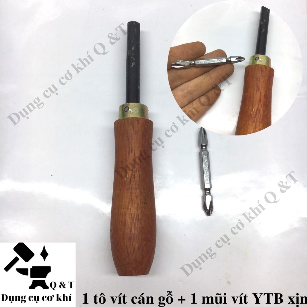 Tua vít cán gỗ , Tovit cầm tay và đầu vặn vít 65mm