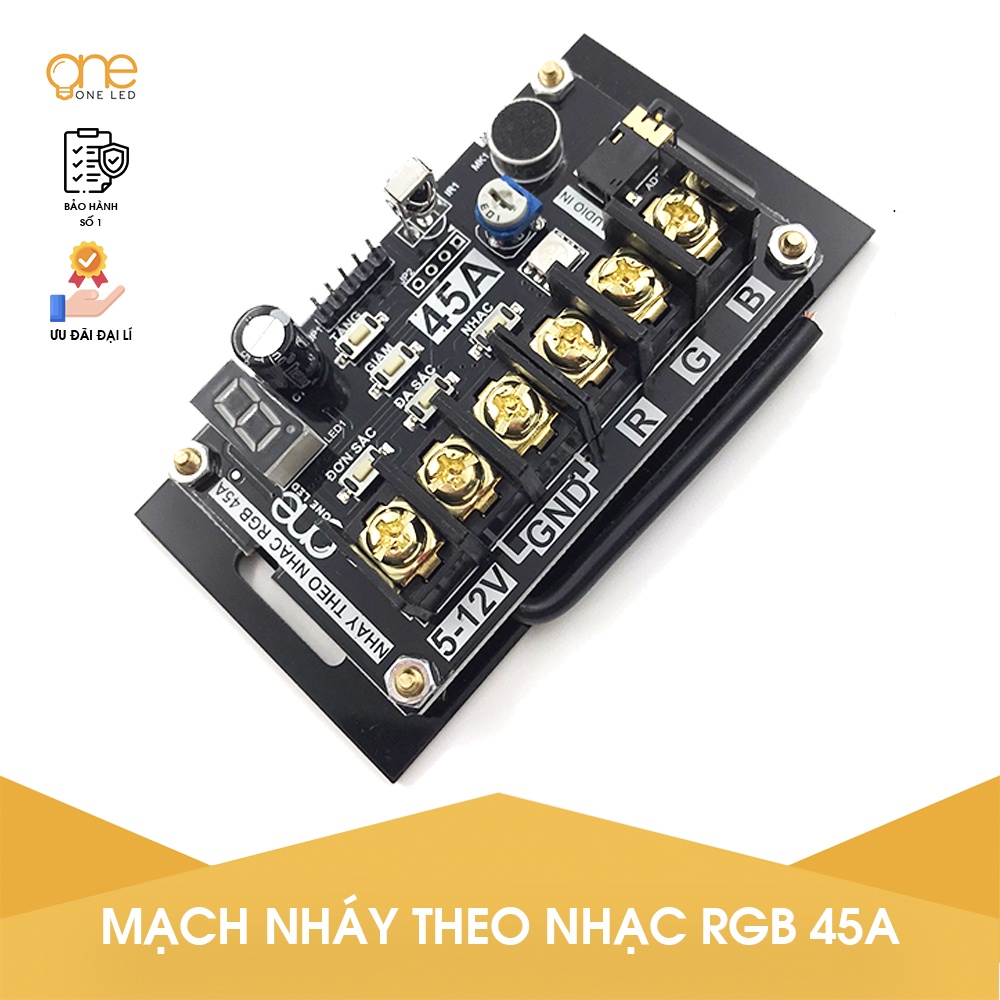 Mạch điều khiển LED RGB 7 màu nháy theo nhạc - Công suất 45A - Hàng chính hãng OneLed