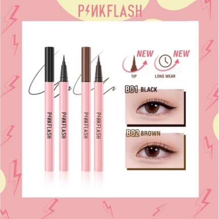 Bút kẻ mắt Pinkflash dạng lỏng nhanh khô màu đen màu nâu chất lì chống nước lâu trôi