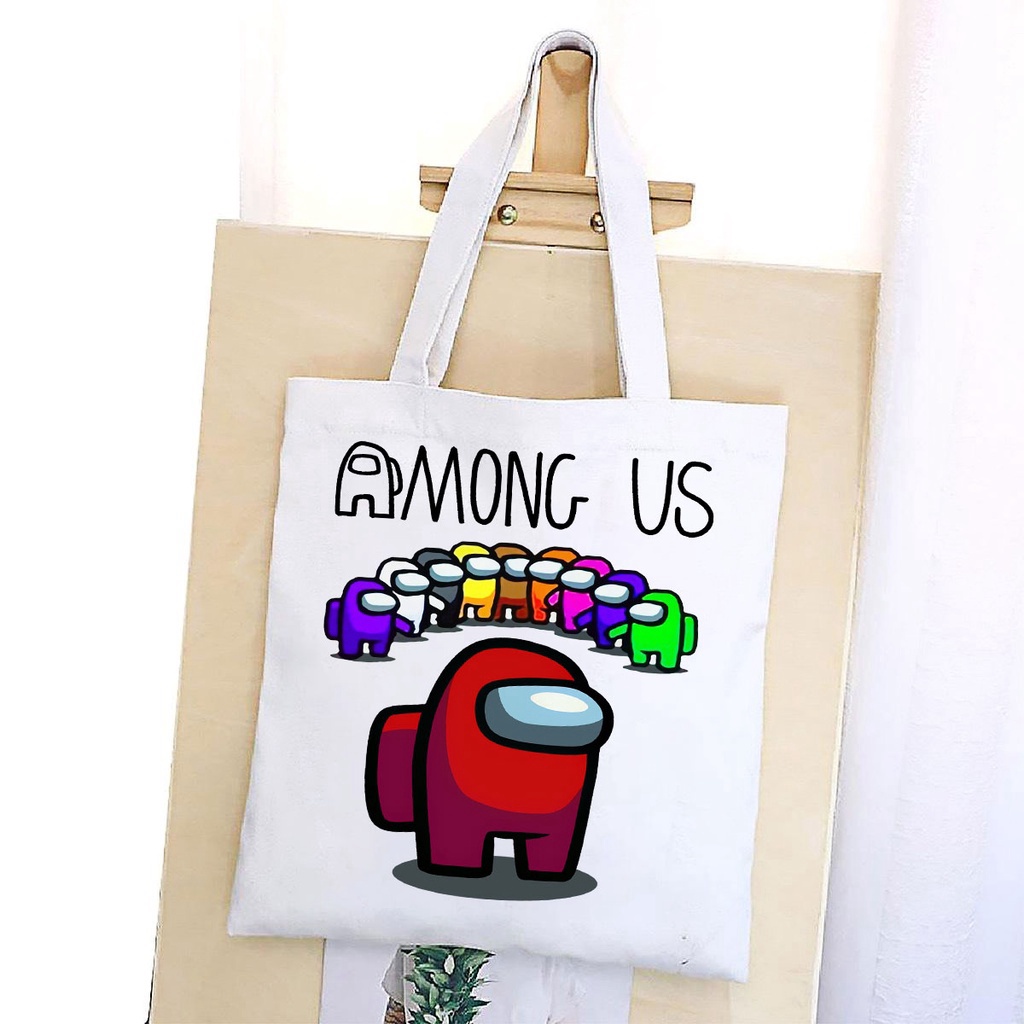 BST TÚI VẢI IN Among Us 1 ĐEO VAI TOTE CANVAS BAG CÓ KHÓA KÉO SIZE LỚN 33x38cm AOMIVN PHONG CÁCH CÁ TÍNH HOT TREND NHIỀU