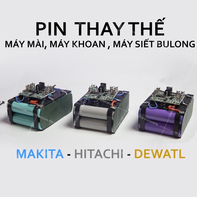 Pin 10 Cell thay thế máy Khoan, siết, mài chạy bằng Pin