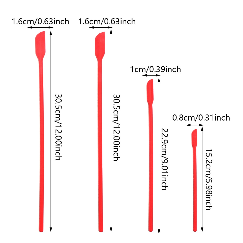 KUNHEV Set 4 muỗng bằng silicon cán dài dùng để trộn mỹ phẩm / lấy mẫu / điêu khắc / nấu ăn gồm nhiều màu tùy chọn