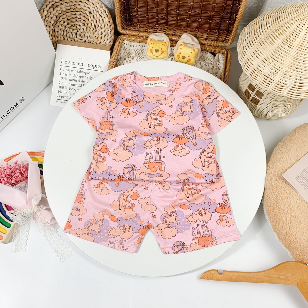 [SALE] Bộ Cộc Tay Cho Bé Trai, Bé Gái Minky Mom Vải Thun Lạnh Hoạ Tiết Ô Tô Cỏ Cây, Đồ Bộ Cho Bé Mặc Nhà MKM2206