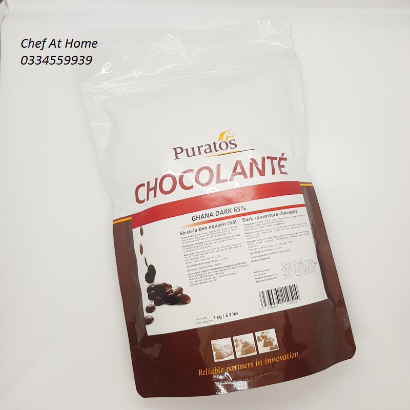 Chocolate/Socola nút đen 65% Puratos 100gr