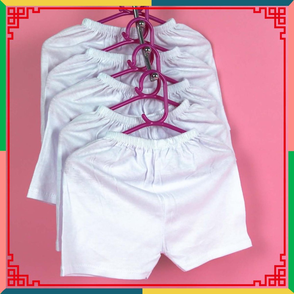 (Sale off) Set 5 quần ngắn sơ sinh bosini, màu trắng cho bé từ sơ sinh đến 11,5kg loại đẹp