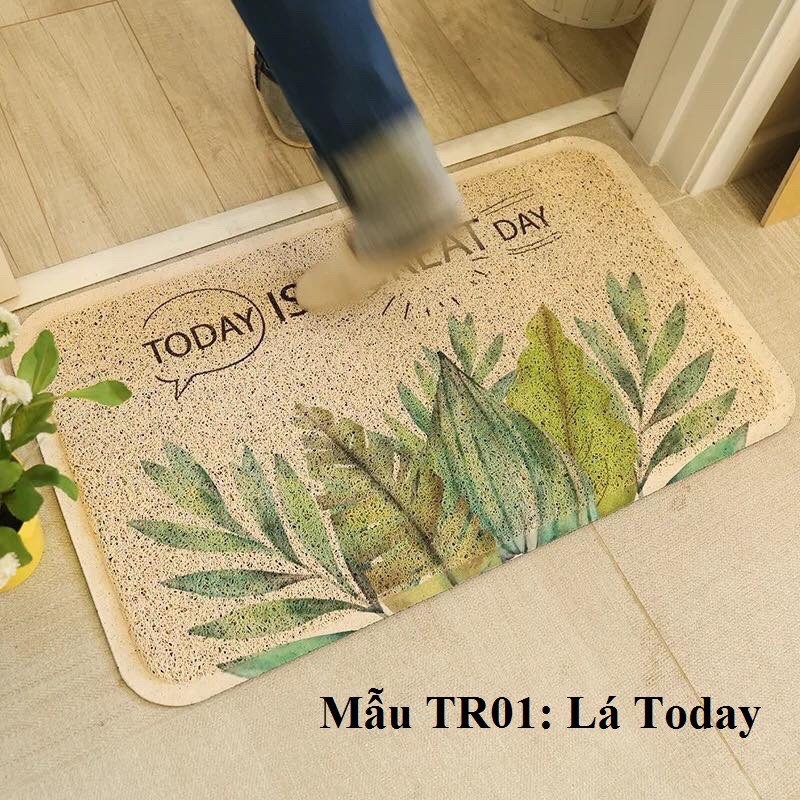 Thảm cửa chùi chân rối cỡ 45x75cm hoạ tiết đẹp chống trơn trượt