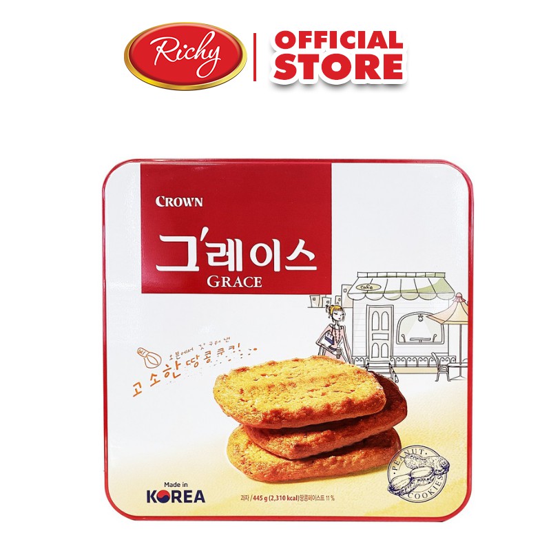Bánh Crown Grace hộp thiếc 445g Đỏ