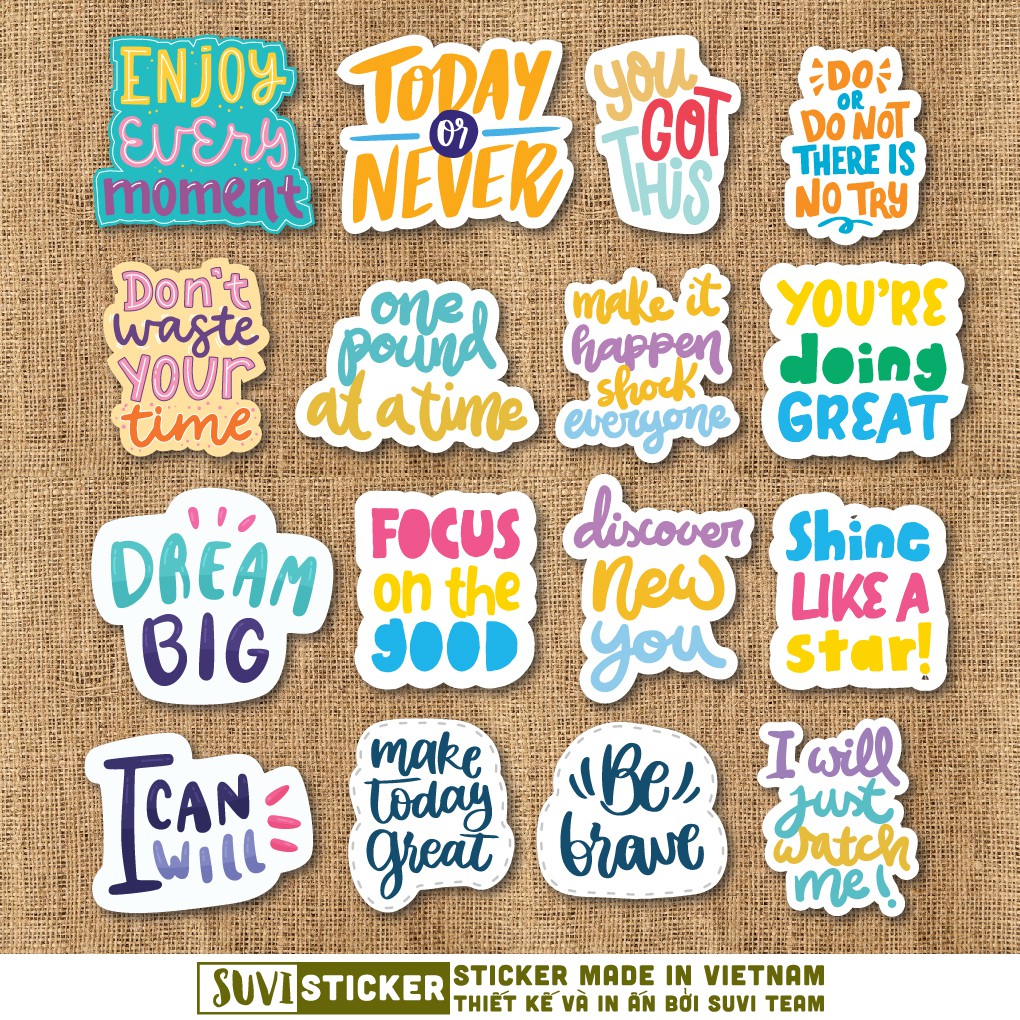 Sticker Quotes Motivation Set 2 chống nước sticker dán nón bảo hiểm, xe, laptop, điện thoại, vali. MSP: M02