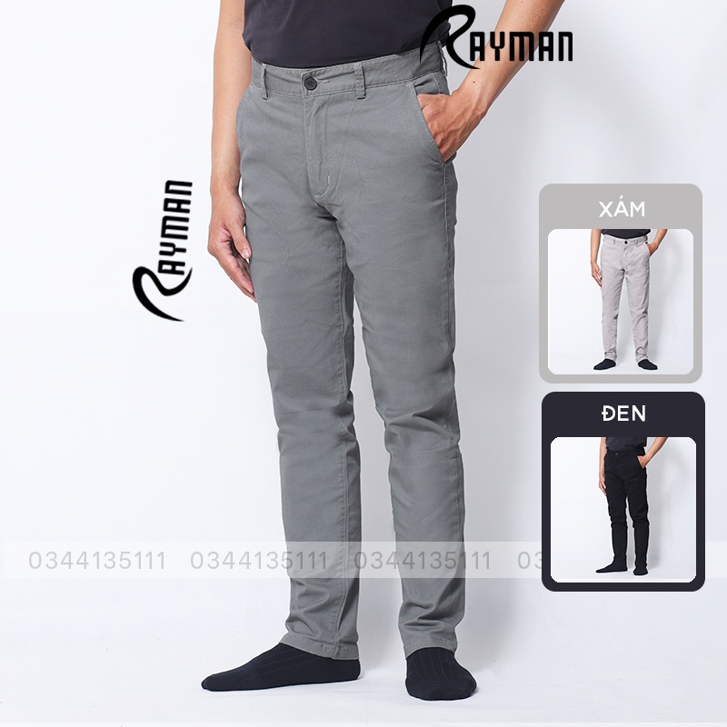 Quần Dài Kaki Nam RAYMAN Quần Dài Trơn VNXK Màu Xám Chì, Đen, Xám Nhạt, Xanh Đen
