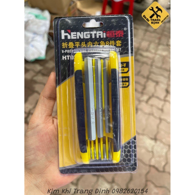 Bộ lục giác gập đa năng cầm tay 8 chi tiết Hengtai cao cấp
