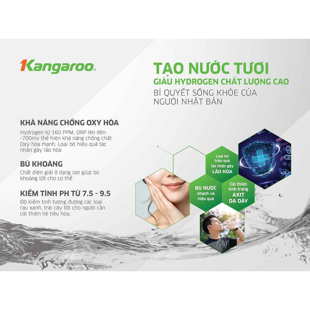 Máy lọc nước Kangaroo Hydrogen KG400HU công suất lớn 60L/H
