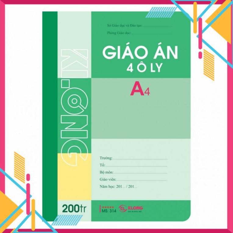 [Sổ vở đẹp] Sổ giáo án KLONG 4 ôly(2.5*2.5) A4 200tr; MS: 314T4