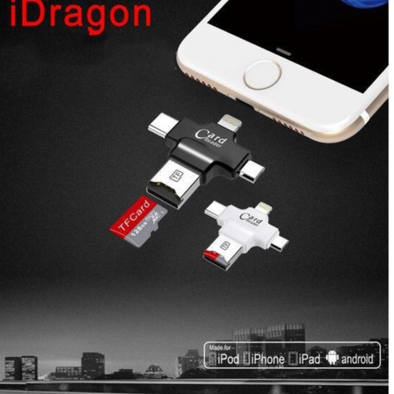 Đầu đọc thẻ 4 trong 1 cổng Micro Type C USB OTG Micro SD TF cho iPhone