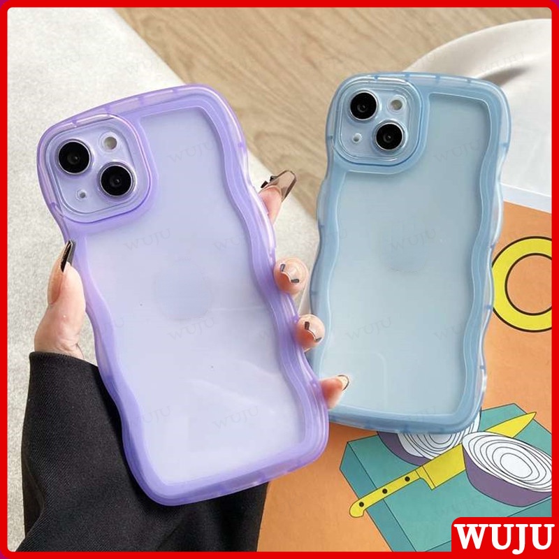 WUJU ốp lưng chống sốc trọng dễ thương những con sóng trong suốt Compatible For iPhone 11 12 13 Pro Max XR X XS Max 7 8 Plus SE